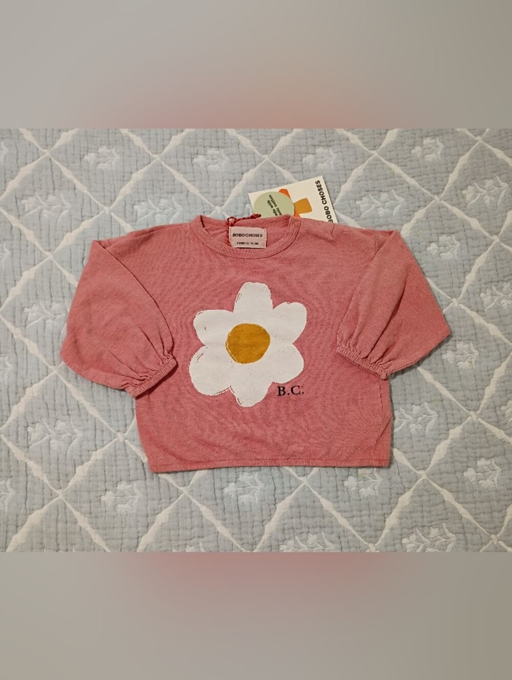 Bobo Choses Big Flower Puff Sleeve Shirt 9 Months NWT